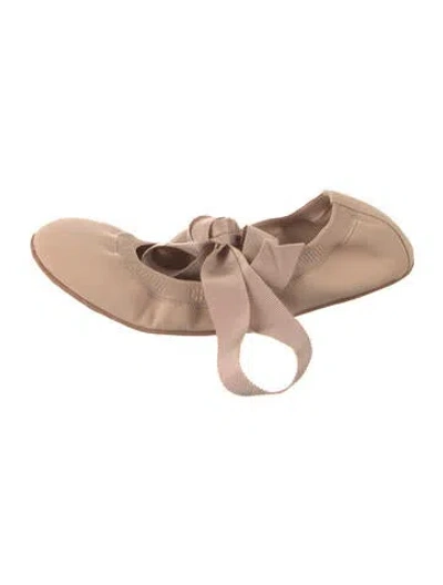 Pre-owned Dior Raw-edge Trim Ballet Flats In Neutral