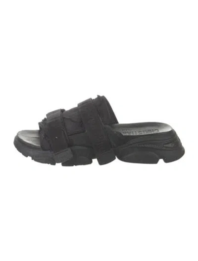 Pre-owned Dior Raw-edge Trim Slides In Black