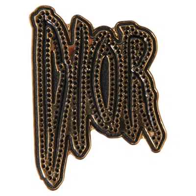 Pre-owned Dior Raymond Pettibon Gold Black Logo Black Crystal Jacket Button Pendant Brooch