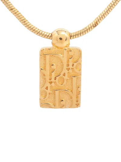 Pre-owned Dior Rectangle-pendant Necklace In Gold
