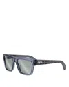 Dior 3d S2i 56mm Mirrored Rectangular Sunglasses In Gray/gray Mirrored Solid