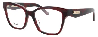 Dior Rectangular Acetate Eyeglasses 53-16-140 In 054 - Red Havana / Demo