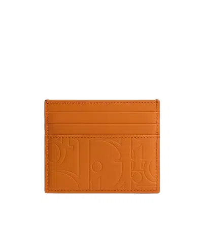 Dior Rectangular Card Holder In Orange