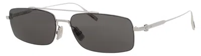 Dior Rectangular Metal Sunglasses 55-15-145 In 16a - Shiny Palladium / Smoke