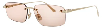 Dior Rectangular Rimless Sunglasses 57-14-135 In 10z - Shiny Gold / Pink Tint