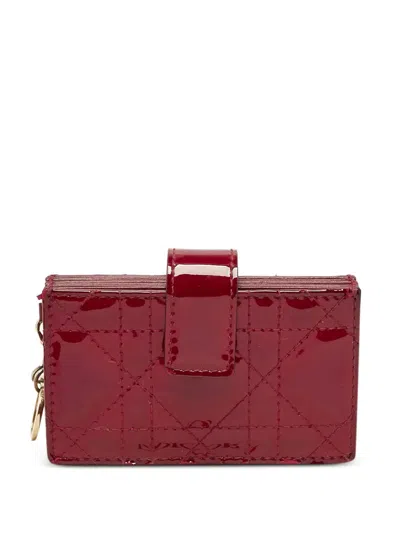 Pre-owned Dior Gusset Leather Card Holder In Red