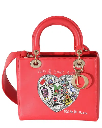 Dior Red Calfskin Niki De Saint Phalle Medium Lady  (authentic Pre-loved)
