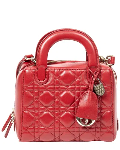 Dior Red Cannage Lambskin Leather Lily Tote