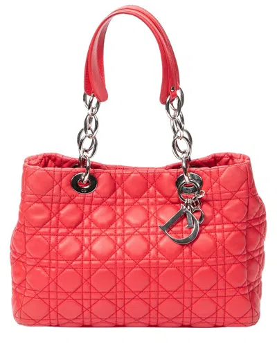 Dior Red Cannage Lambskin Leather Small Soft Shopping Tote (authentic Pre-  Loved)
