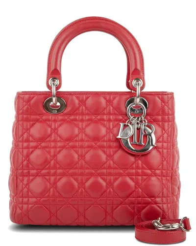 Dior Red Cannage Leather Lady  (authentic )
