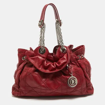 Pre-owned Dior Red Cannage Leather Le Trente Hobo
