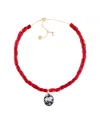 Dior Red Coral Bead Necklace In Red