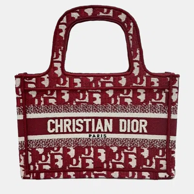 Pre-owned Dior Red Fabric Oblique Mini Book Tote Bag