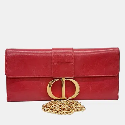 Pre-owned Dior Red Leather 30 Montaine Chain Clutch And Crossbody Bag
