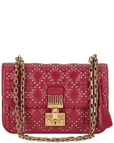 Dior Red Leather Cannage Addict Large Studded Bag (authentic Pre-loved) In Pink