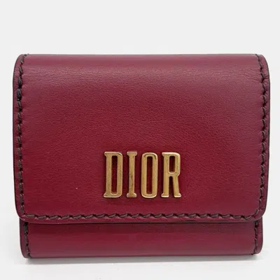 Pre-owned Dior Red Leather Half Wallet