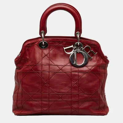 Pre-owned Dior Red Leather Medium Granville Tote Bag