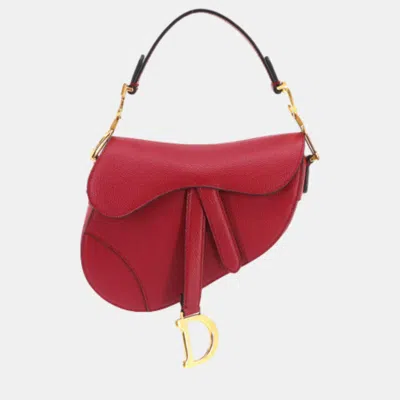 Pre-owned Dior Red Leather Saddle Shoulder Bag