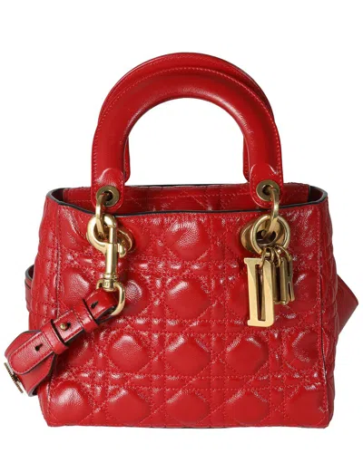 Dior Red Leather Small Lucky Badges My Lady  (authentic Pre-loved)