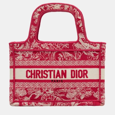 Pre-owned Dior Red Mini Embroidered Book Tote