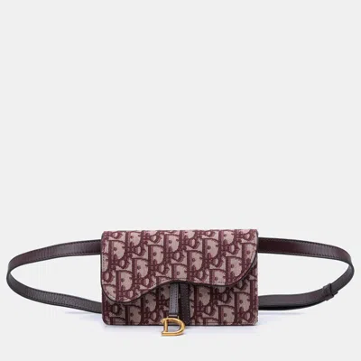 Pre-owned Dior Red Oblique Canvas Saddle Belt Bag