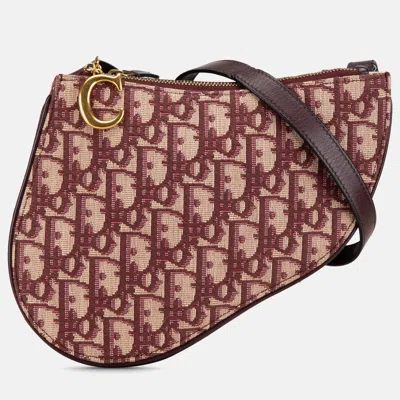 Pre-owned Dior Red Oblique Canvas Saddle Triple Zip Crossbody