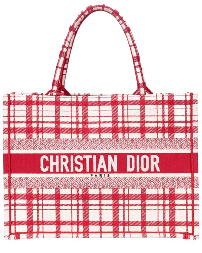 Dior Red Oblique Jacquard Canvas Book Tote