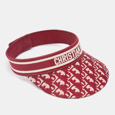Pre-owned Dior Red Oblique Jacquard Canvas Visor Cap (56 Cm)