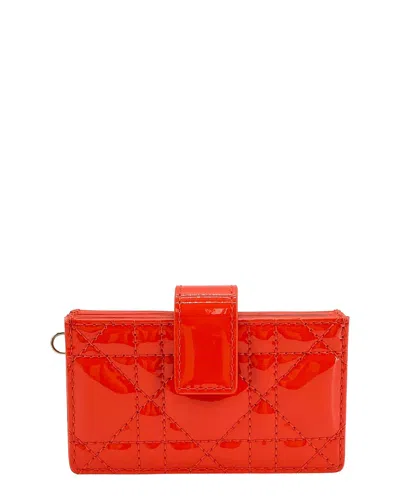 Pre-owned Dior Red Patent Calf Leather Lady  Accordion Card Wallet (authentic Pre-  Loved)