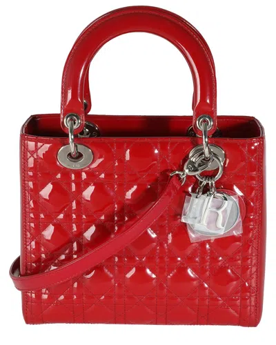 Dior Red Patent Leather Cannage Medium Lady  (authentic Pre-loved)