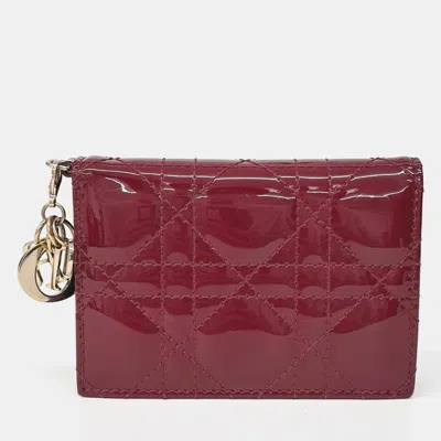 Pre-owned Dior Red Patent Leather Card Holder