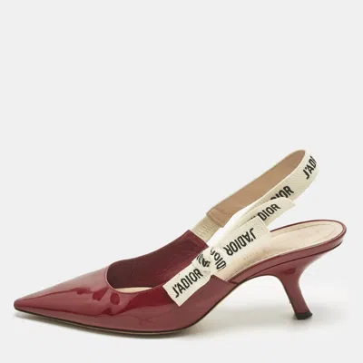 Pre-owned Dior Red Patent Leather J'a Slingback Pumps Size 39