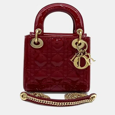 Pre-owned Dior Red Patent Leather Patent Lady Bag Mini