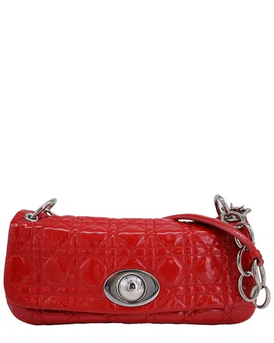 Dior Red Patent Leather Rendezvous Cannage Quilted Flap Shoulder Bag (authentic )