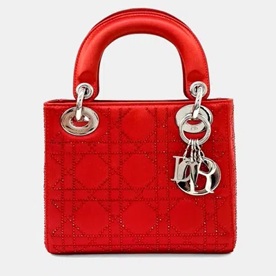 Pre-owned Dior Red Satin Satin Lady Bag Mini