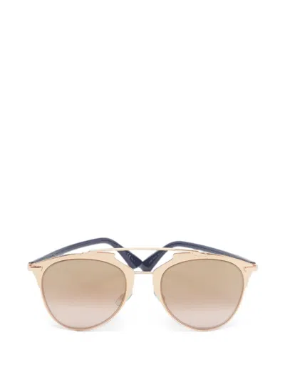 Pre-owned Dior Reflected Pilot Sunglasses In Gold