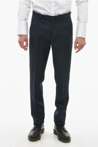 Dior Regular Fit Mohair Blend Pants In Blue