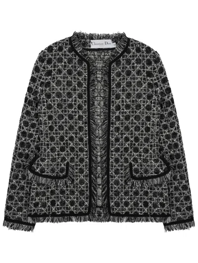 Dior Regular-fit Cotton-blend Jacket With Macrocannage Detail In Black