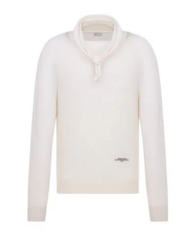Dior Removable Headscarf Cashmere Sweater In White