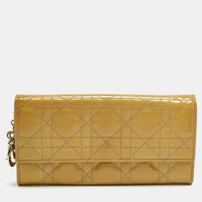 Pre-owned Dior Rendezvous Wallet On Chain In Yellow