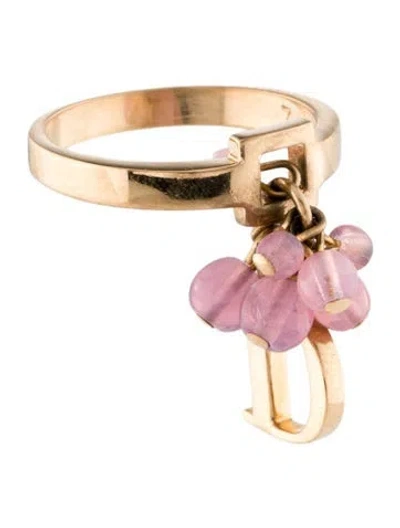 Pre-owned Dior Resin Beaded Cluster 'd' Cocktail Ring In Pink