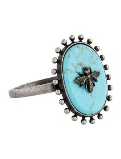 Pre-owned Dior Resin Bohemienne Bee Cocktail Ring In Blue