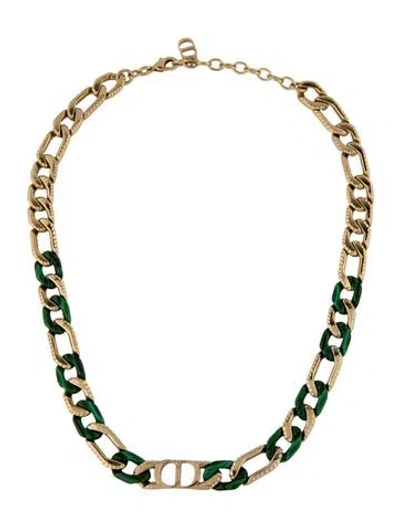Pre-owned Dior Resin Cd Link Chain Necklace, 20" In Green