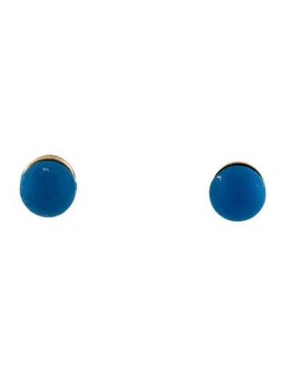 Pre-owned Dior Resin Faux Pearl Gum Tee Stud Earrings In Blue