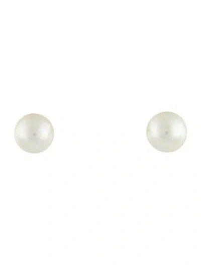 Pre-owned Dior Resin Faux Pearl Tribales Stud Earrings In White