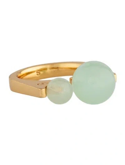 Pre-owned Dior Resin New Lock Cocktail Ring In Green