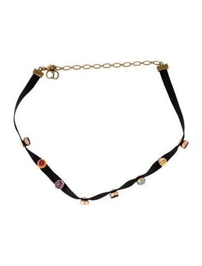 Pre-owned Dior Resin Printed Choker Necklace, 14.5" In Multi