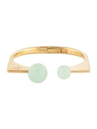 Pre-owned Dior Resin Tribales New Look Cuff Bracelet, 6.25" In Green