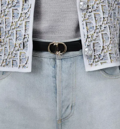 Dior Reversible Cd Mini Lily Belt In Gray