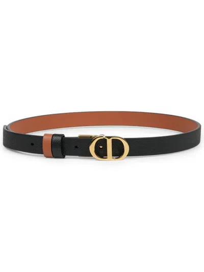 Dior Reversible Leather Belt With 2 Cm Width And Brass Hardware In Black